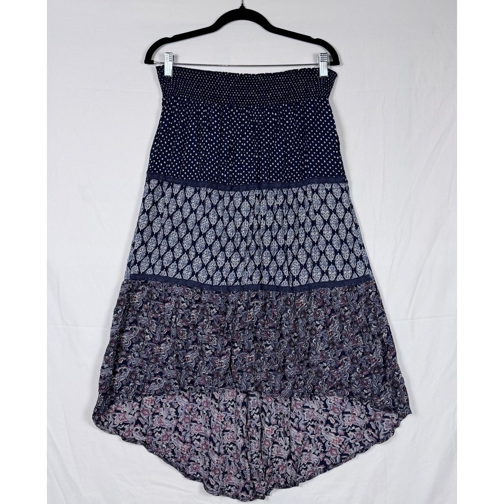 Wallflower Maxi Skirt L Blue Paisley Lightweight Spring Dainty Cottagecore
